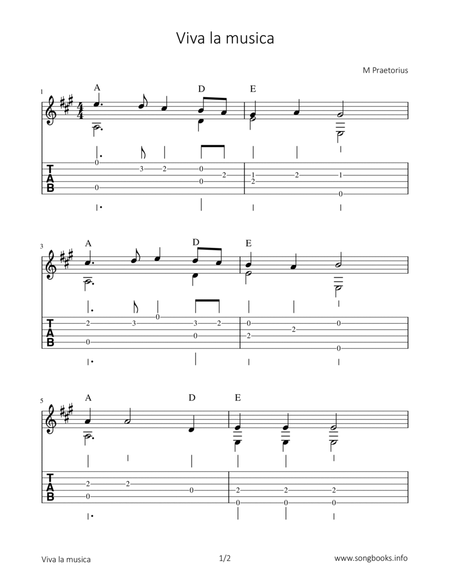 Viva la musica Classical Guitar scores gallery preview page 1