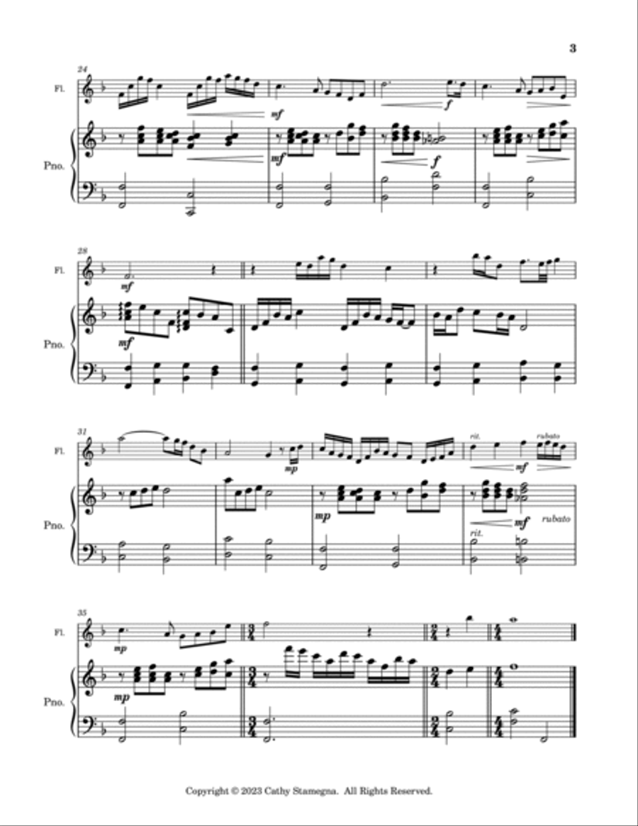 I’ll Take You Home Again, Kathleen (Flute/C Instrument Solo, Piano Accompaniment) Flute scores gallery preview page 4