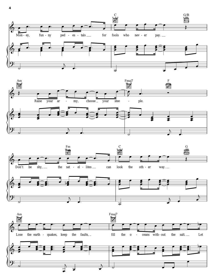 World Piano, Vocal, Guitar scores gallery preview page 4