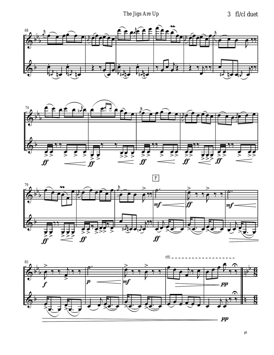 The Jigs are Up - Celtic Music for flute and clarinet duet Woodwind Duet scores gallery preview page 3