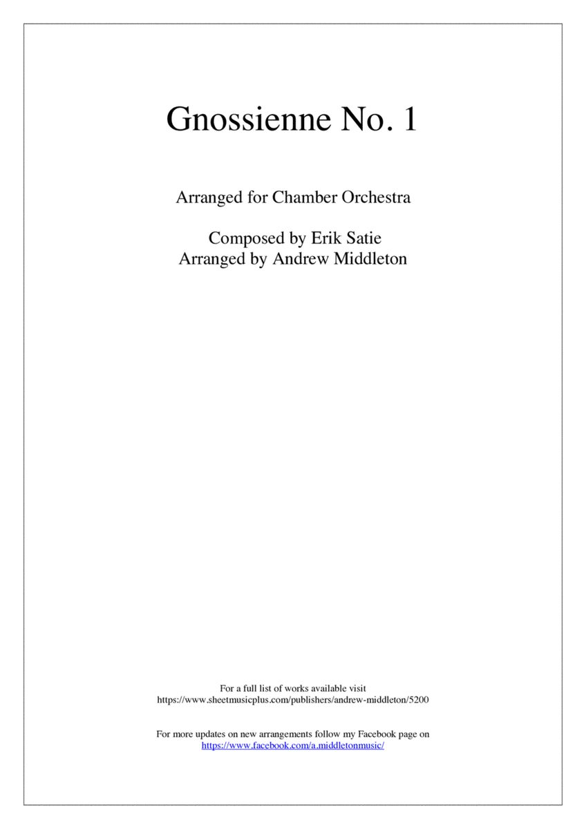 Gnossienne No. 1 for Chamber Orchestra image number null