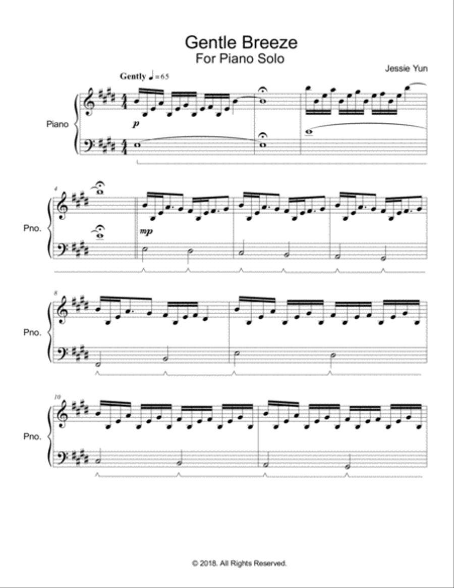 Gentle Breeze Easy Piano scores gallery preview page 2
