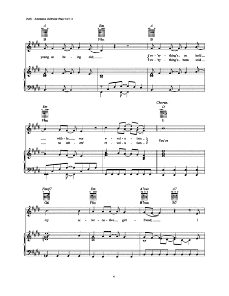 Alternative Girlfriend Piano, Vocal, Guitar scores gallery preview page 4