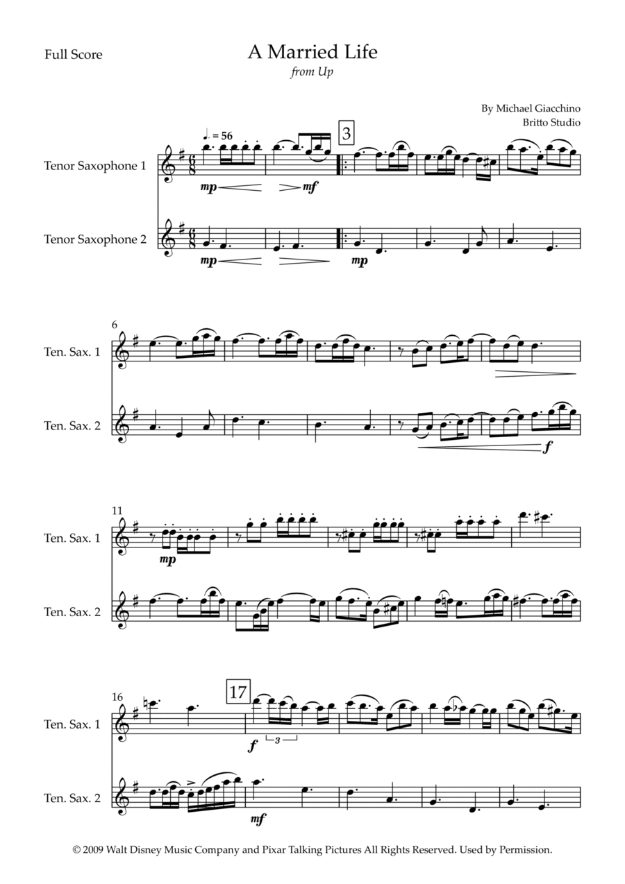 Married Life Woodwind Duet scores gallery preview page 1