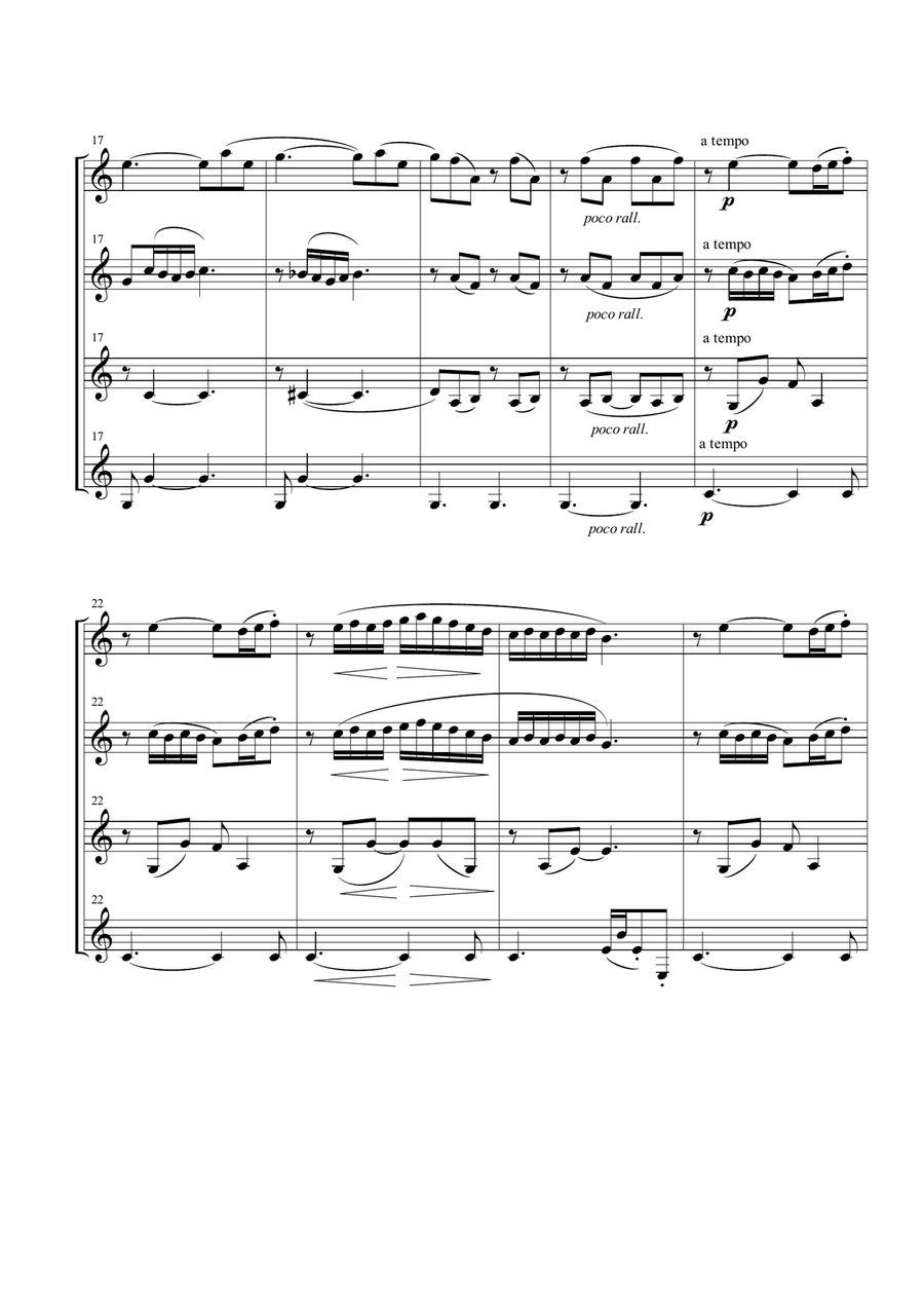 Flower Duet for Clarinet Quartet Clarinet Quartet scores gallery preview page 5