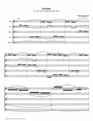 Prelude 07 from Well-Tempered Clavier, Book 1 (Woodwind Quintet)