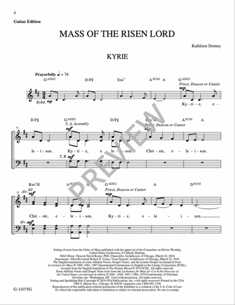 Mass of the Risen Lord - Guitar edition Guitar scores gallery preview page 5