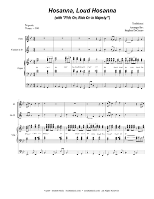 Hosanna, Loud Hosanna (with "Ride On, Ride On In Majesty!") (Duet for Flute & Bb-Clarinet - Organ)