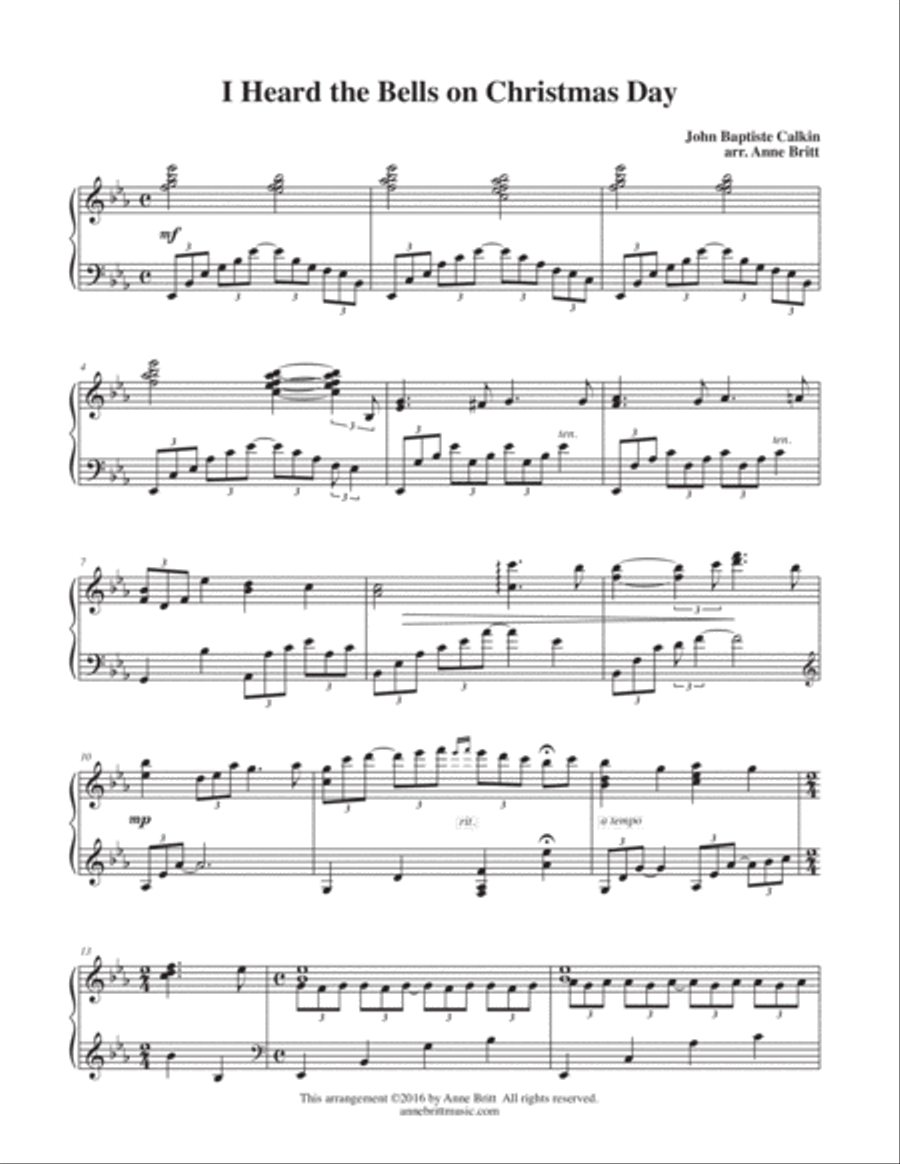 I Heard the Bells on Christmas Day Piano Solo scores gallery preview page 1