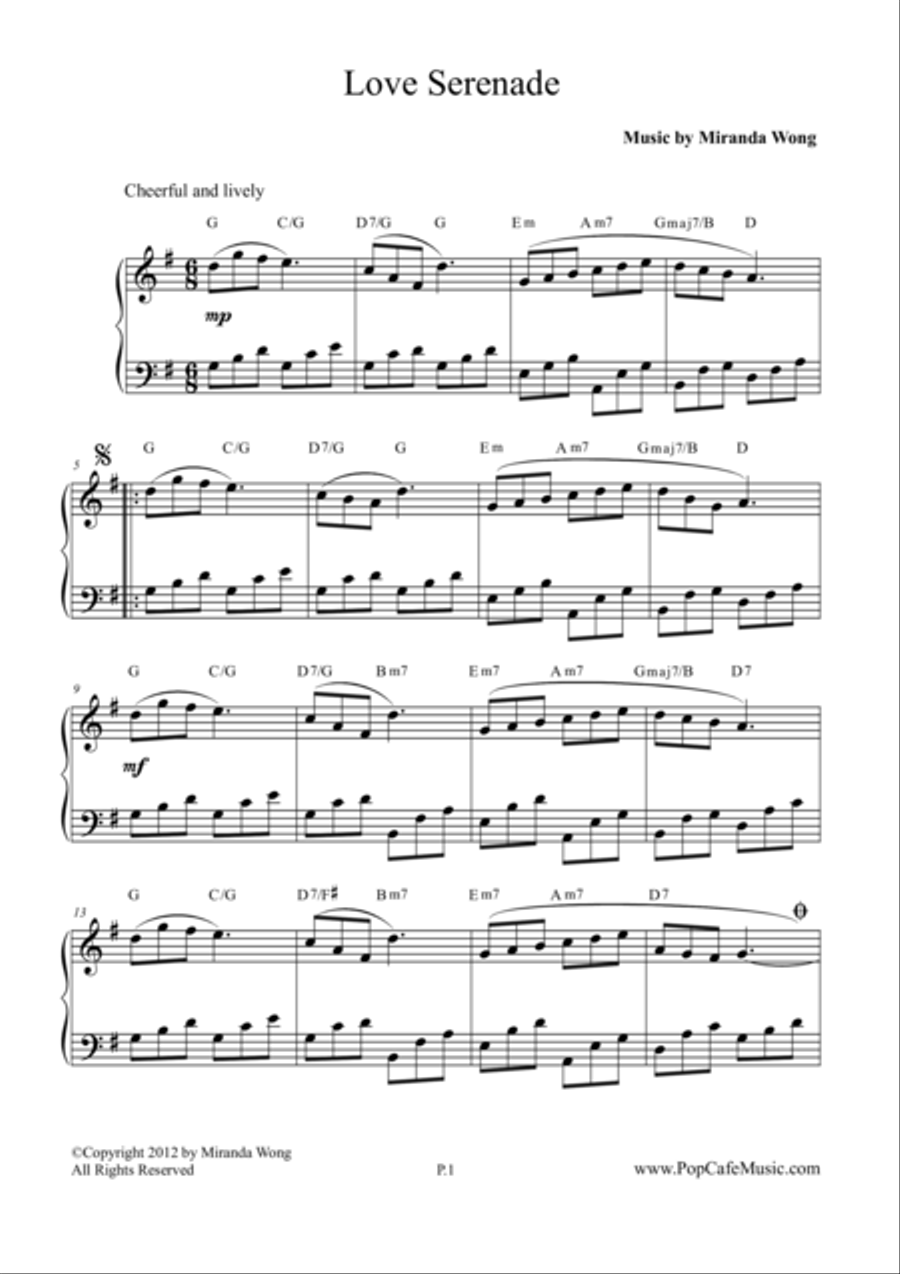 Love Serenade - Easy Piano Solo 4-Part scores gallery preview page 1