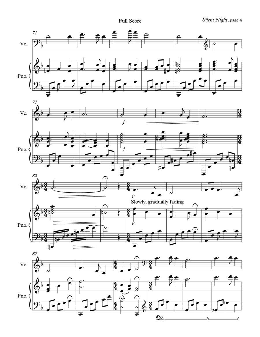 Silent Night (cello/piano duet) Cello Solo scores gallery preview page 4