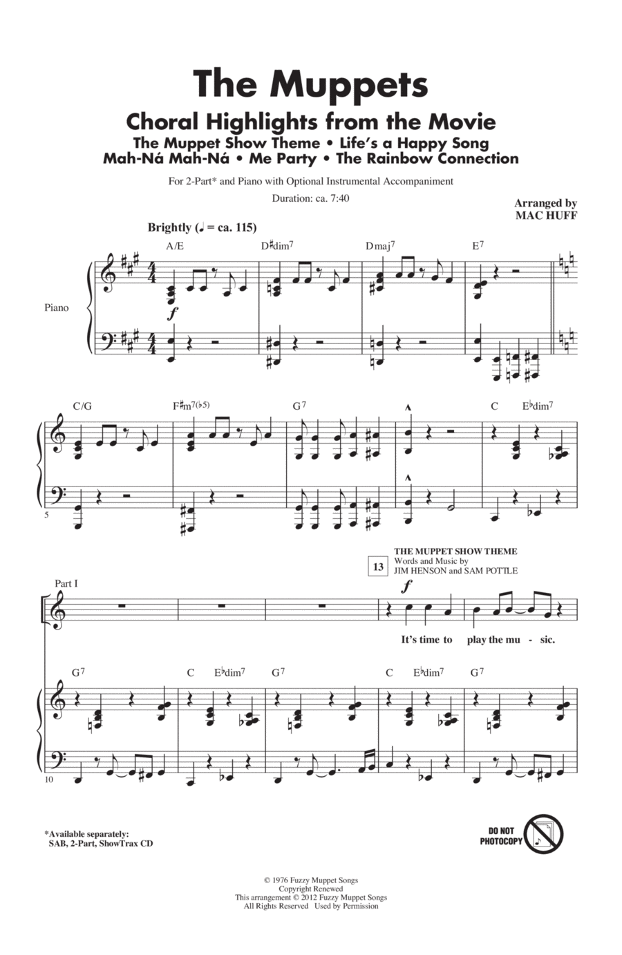 The Muppets (Choral Highlights) 2-Part scores gallery preview page 1