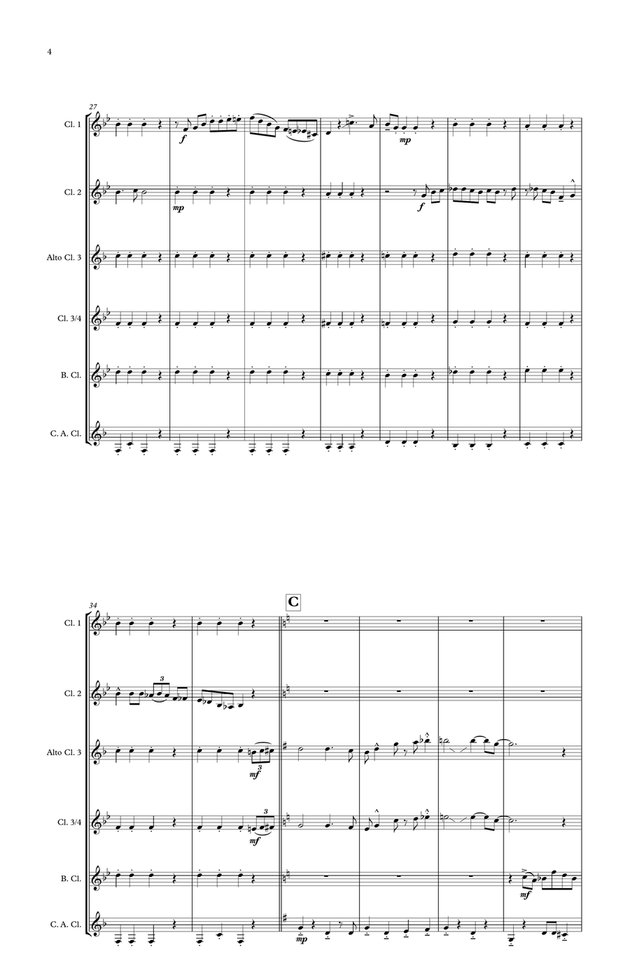 Battle Hymn of the Republic for Clarinet Quintet Clarinet Quintet scores gallery preview page 4