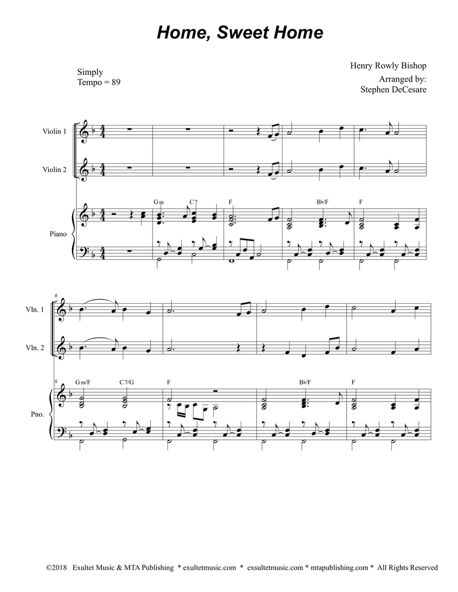 Home, Sweet Home (for String Quartet) Piano Quintet scores gallery preview page 2