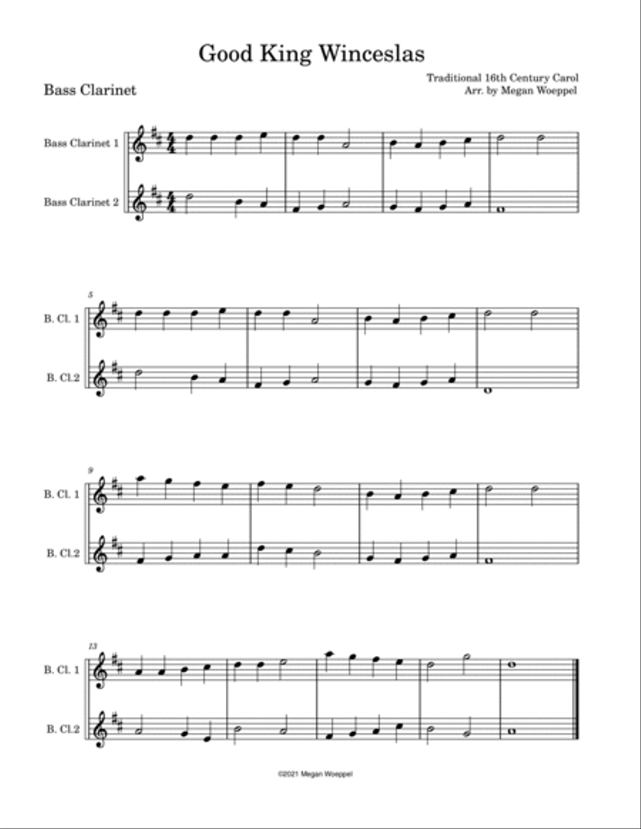 Easy Holiday Duets - Bass Clarinet Woodwind Duet scores gallery preview page 6
