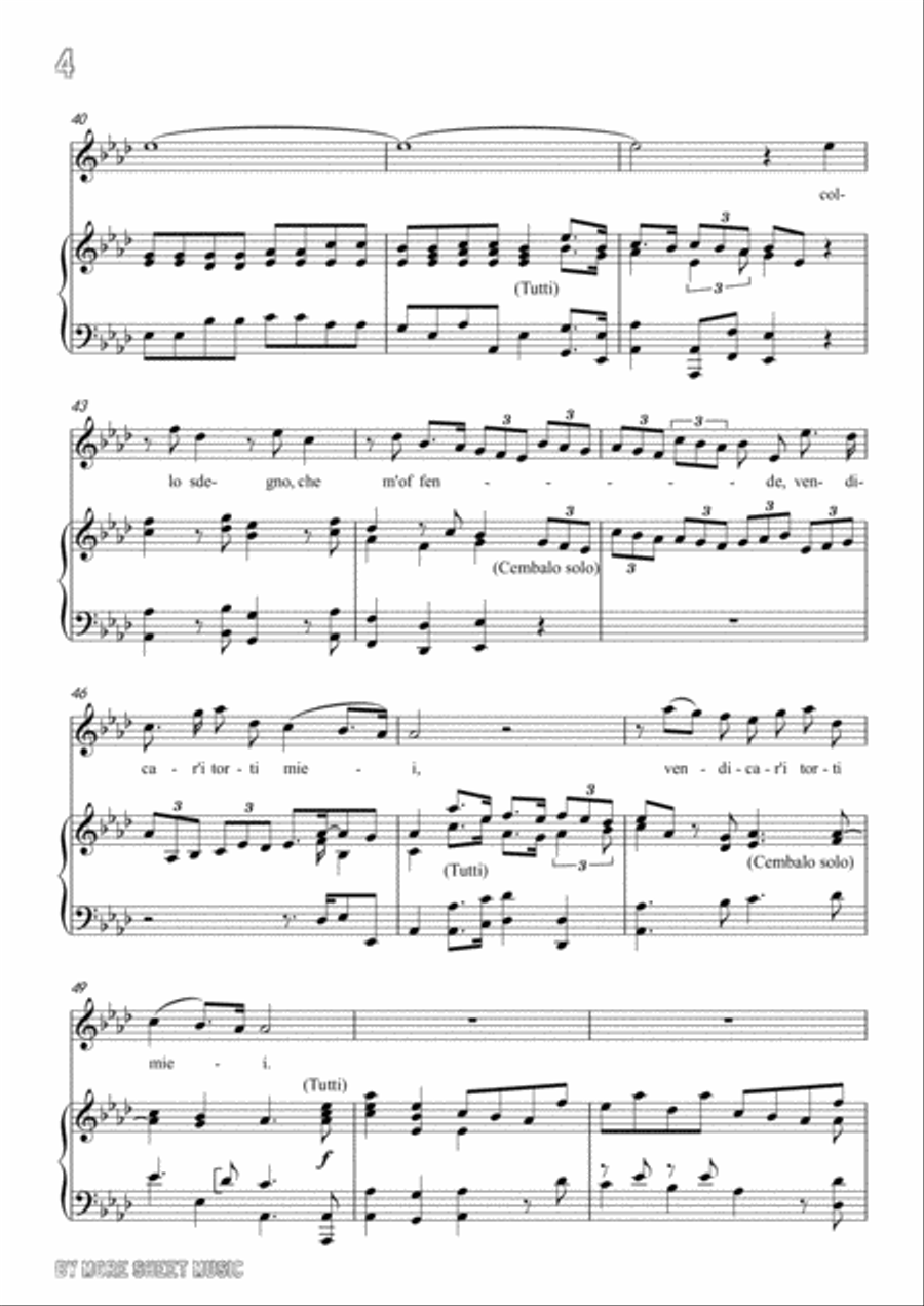 Handel-Vo' far guerra in A flat Major,for Voice and Piano Voice Solo scores gallery preview page 6