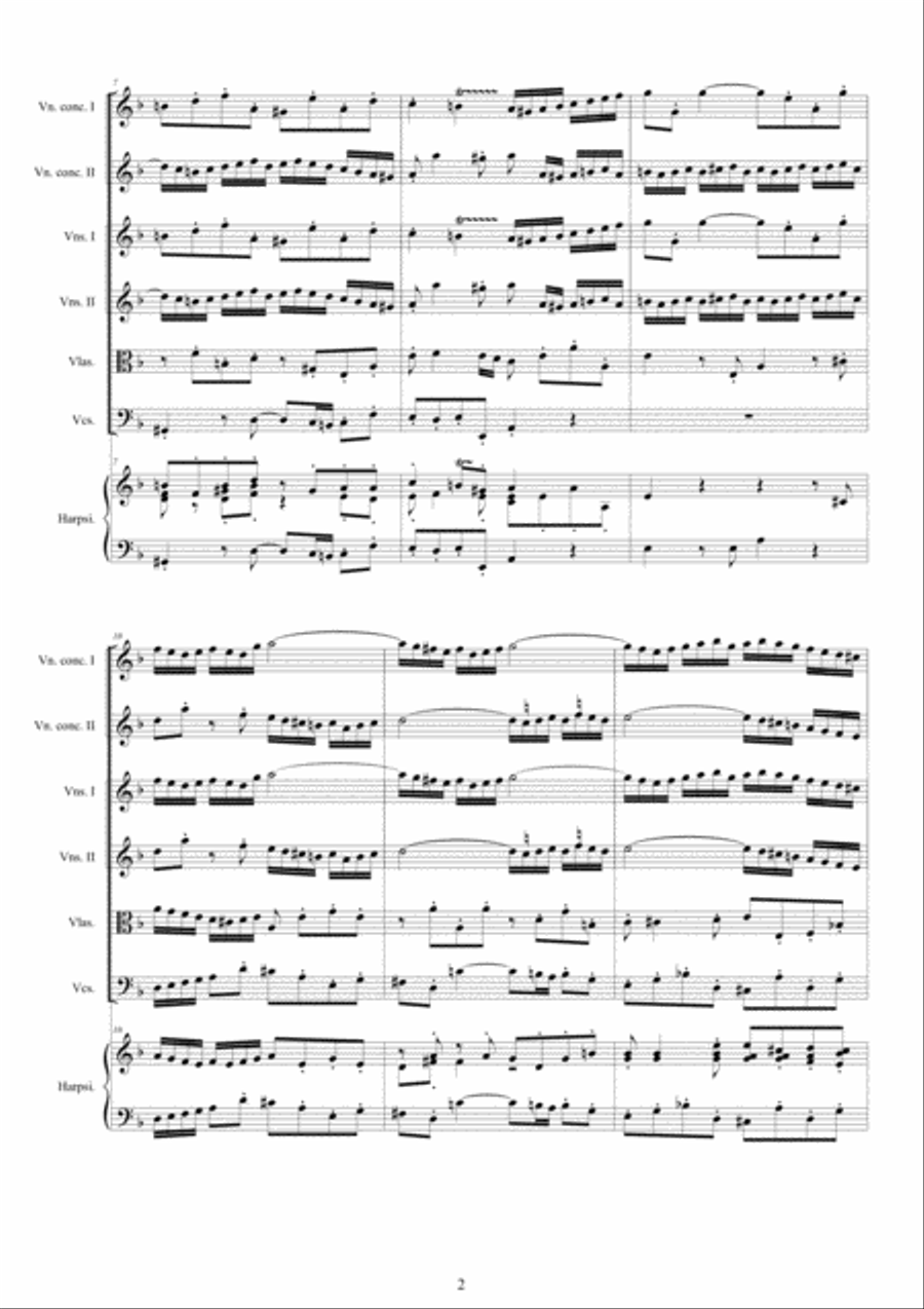 Bach - Double Concerto in D minor BWV1043 for Two Violins, Strings and Harpsichord Chamber Orchestra scores gallery preview page 2
