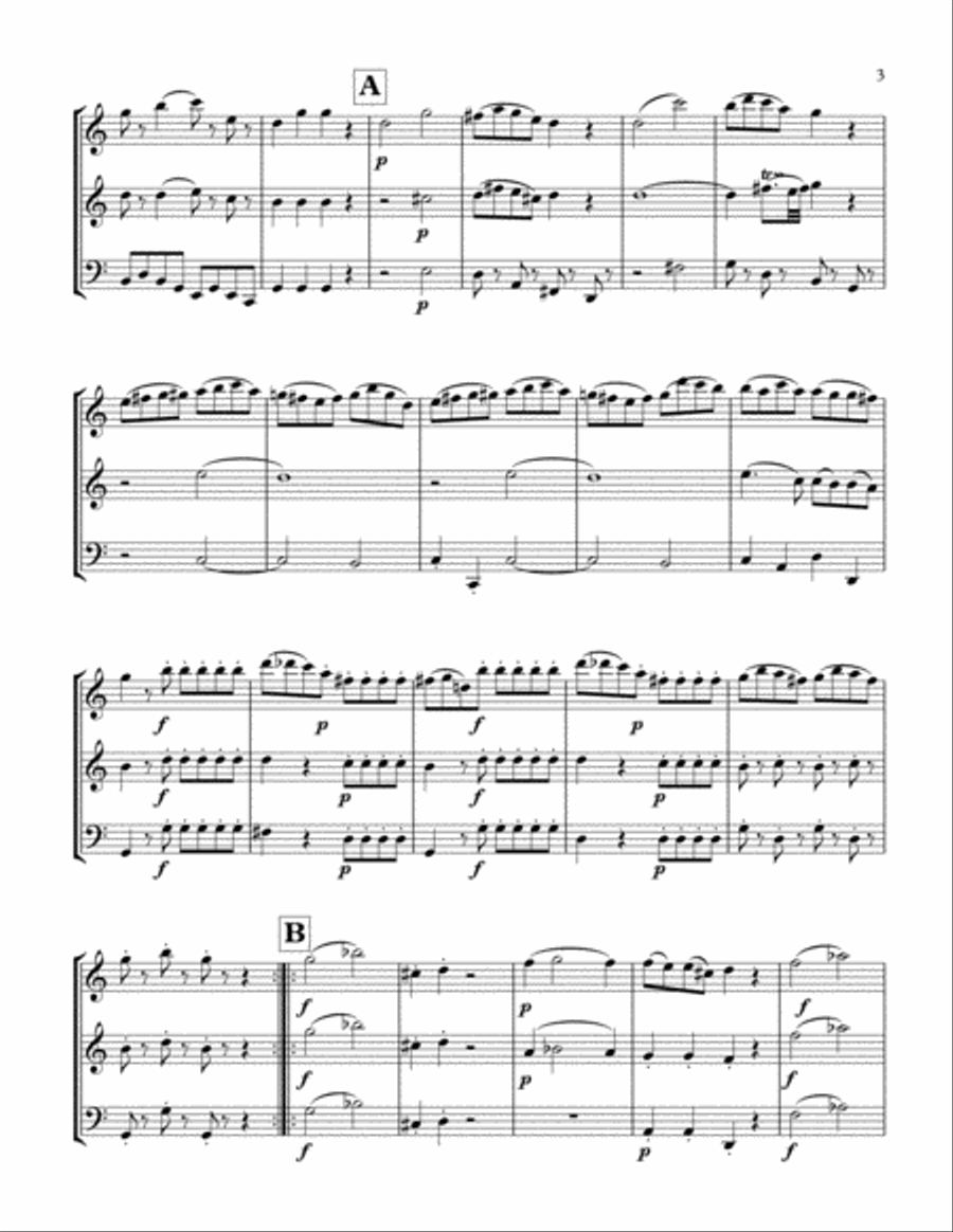 Mozart Divertimento Nr 3 concert pitch Small Ensemble scores gallery preview page 4