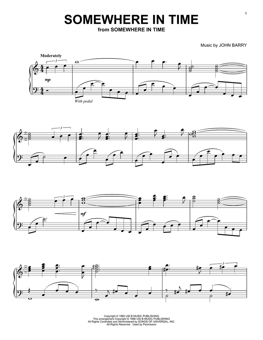 Somewhere In Time Piano Solo scores gallery preview page 1