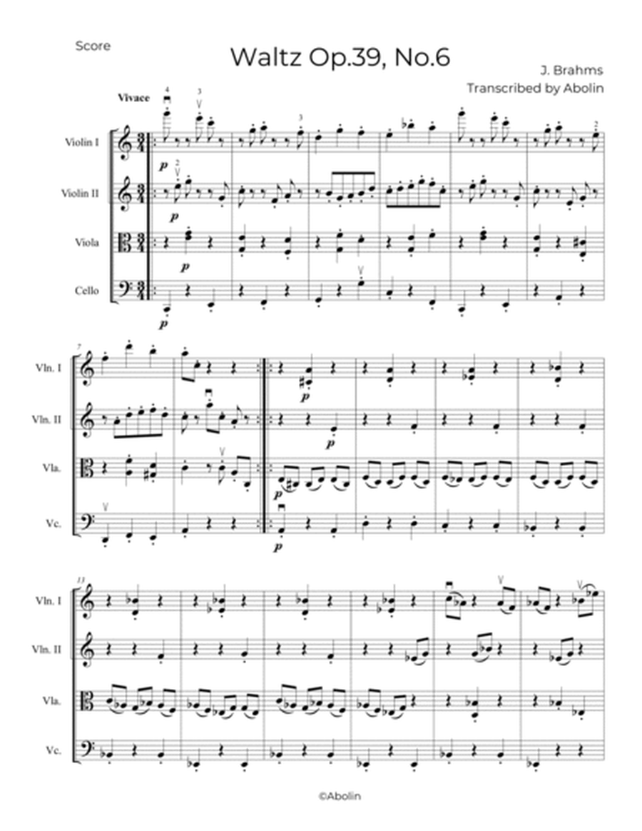 Brahms: Waltz Op.39, No.6 - String Quartet image number null