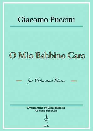 O Mio Babbino Caro by Puccini - Viola and Piano (Full Score and Parts)
