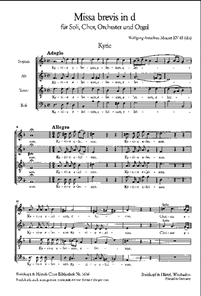 Missa brevis in d K. 65 (61a)