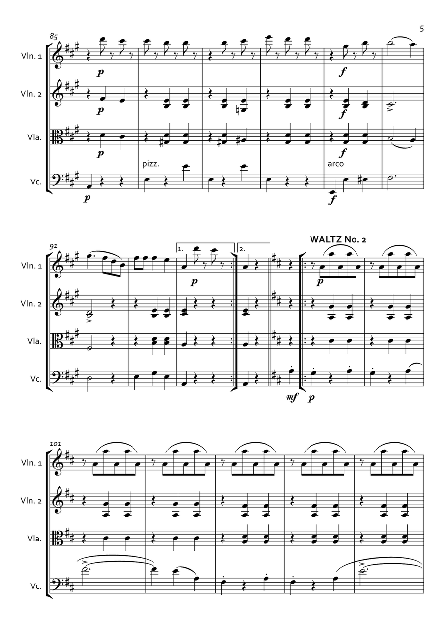 The Beautiful Blue Danube for String Quartet String Quartet scores gallery preview page 5