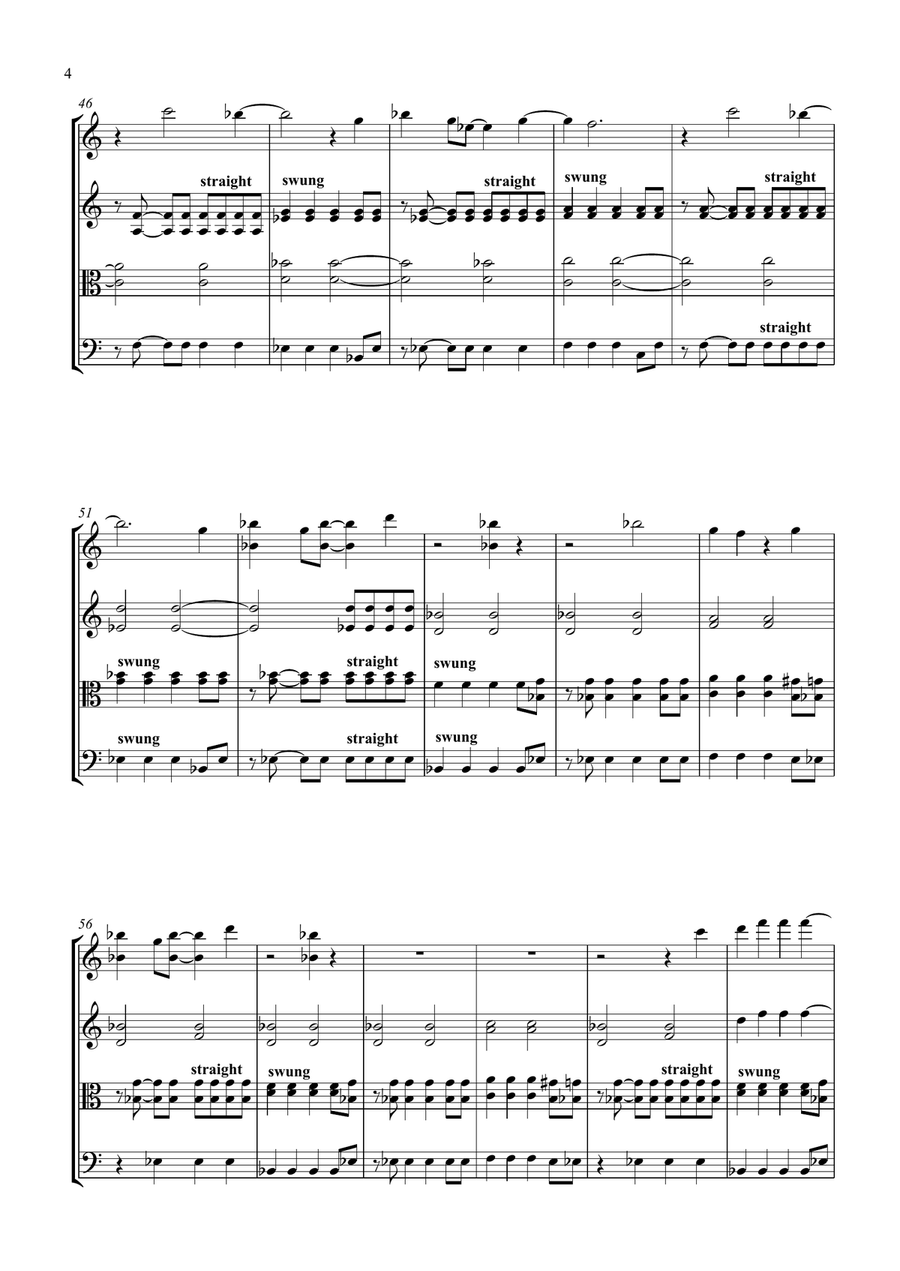 Walking On Sunshine String Quartet scores gallery preview page 4