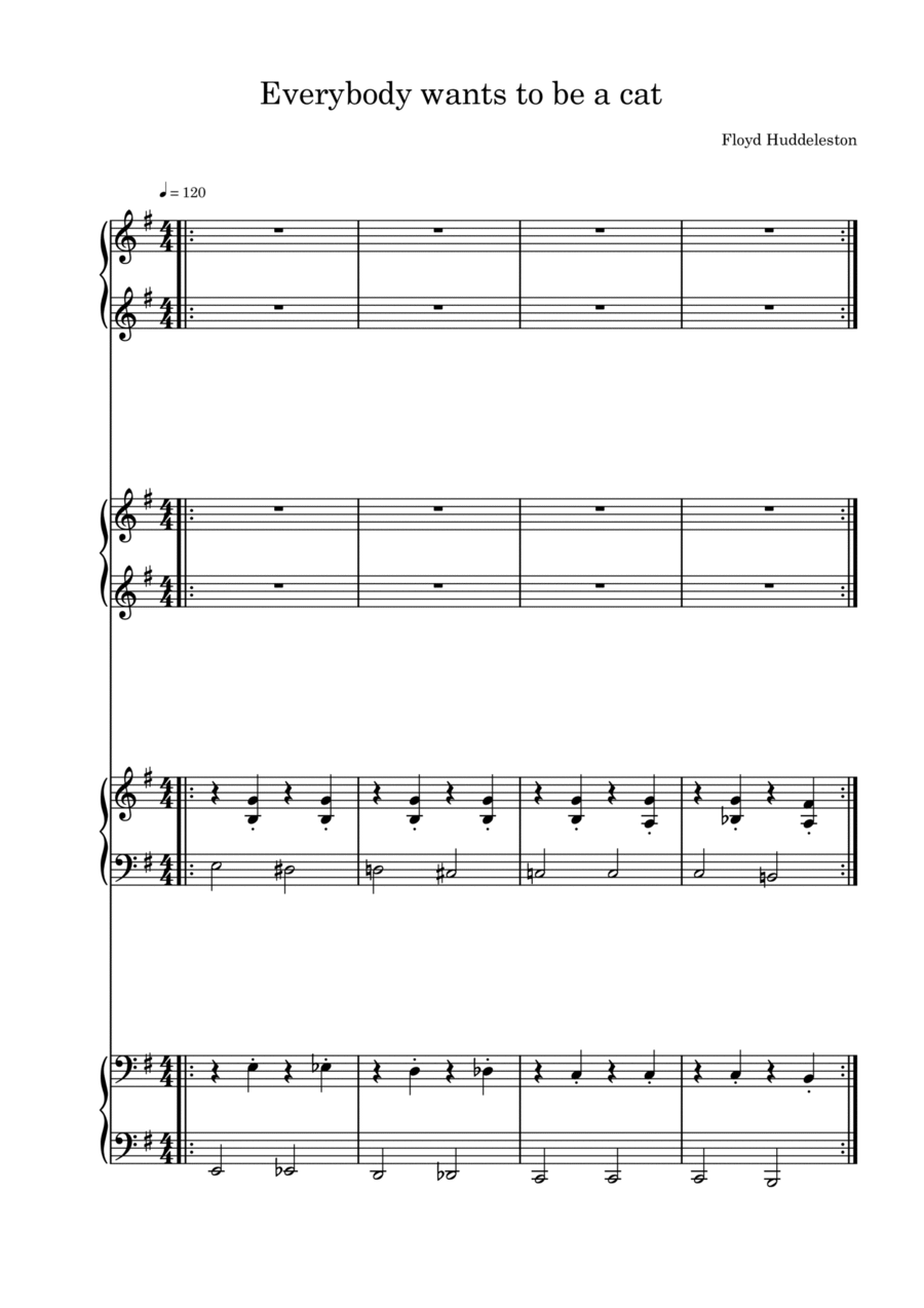 Ev'rybody Wants To Be A Cat Piano Duet scores gallery preview page 1