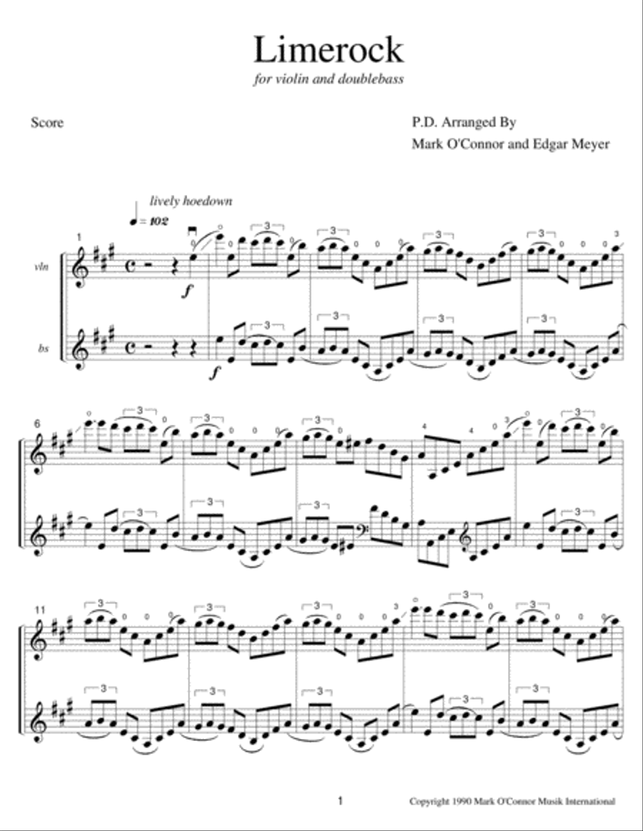 Limerock (score - vln, bs) String Duet scores gallery preview page 4