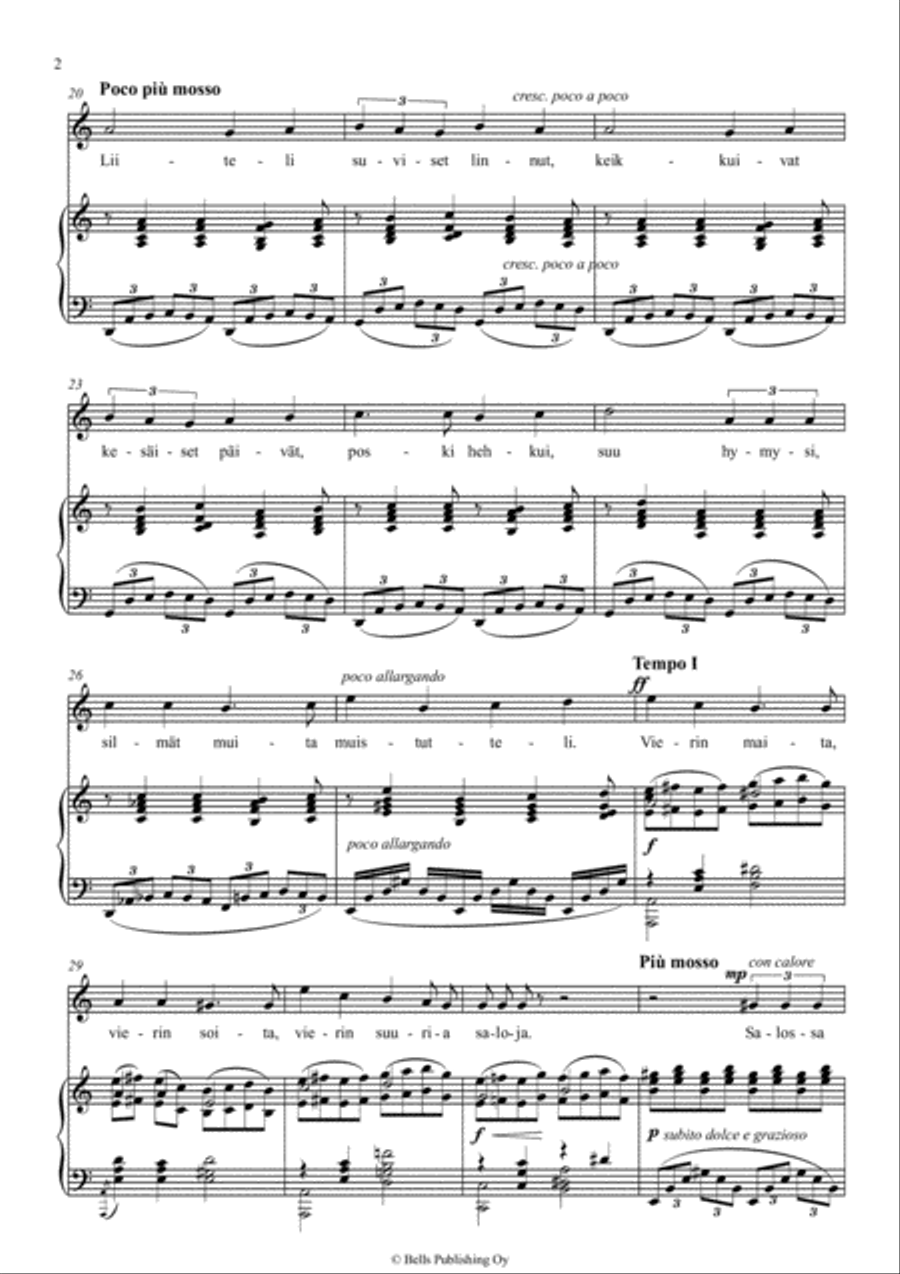 Tuijotin tulehen kauan, Op. 2 No. 2 (A minor) Voice Solo scores gallery preview page 2