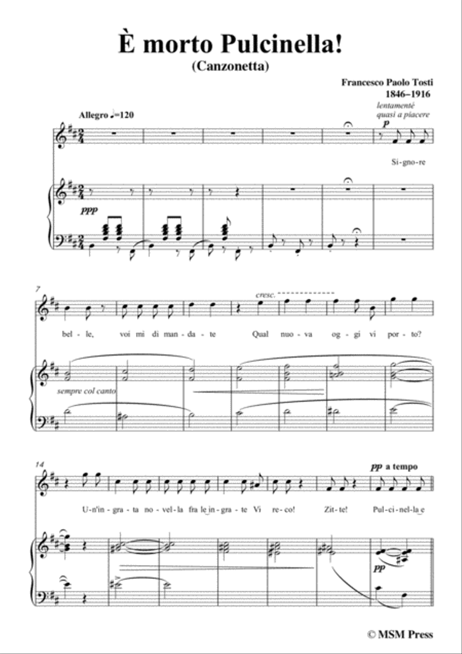Tosti-È morto Pulcinella! In b minor,for voice and piano Voice Solo scores gallery preview page 3