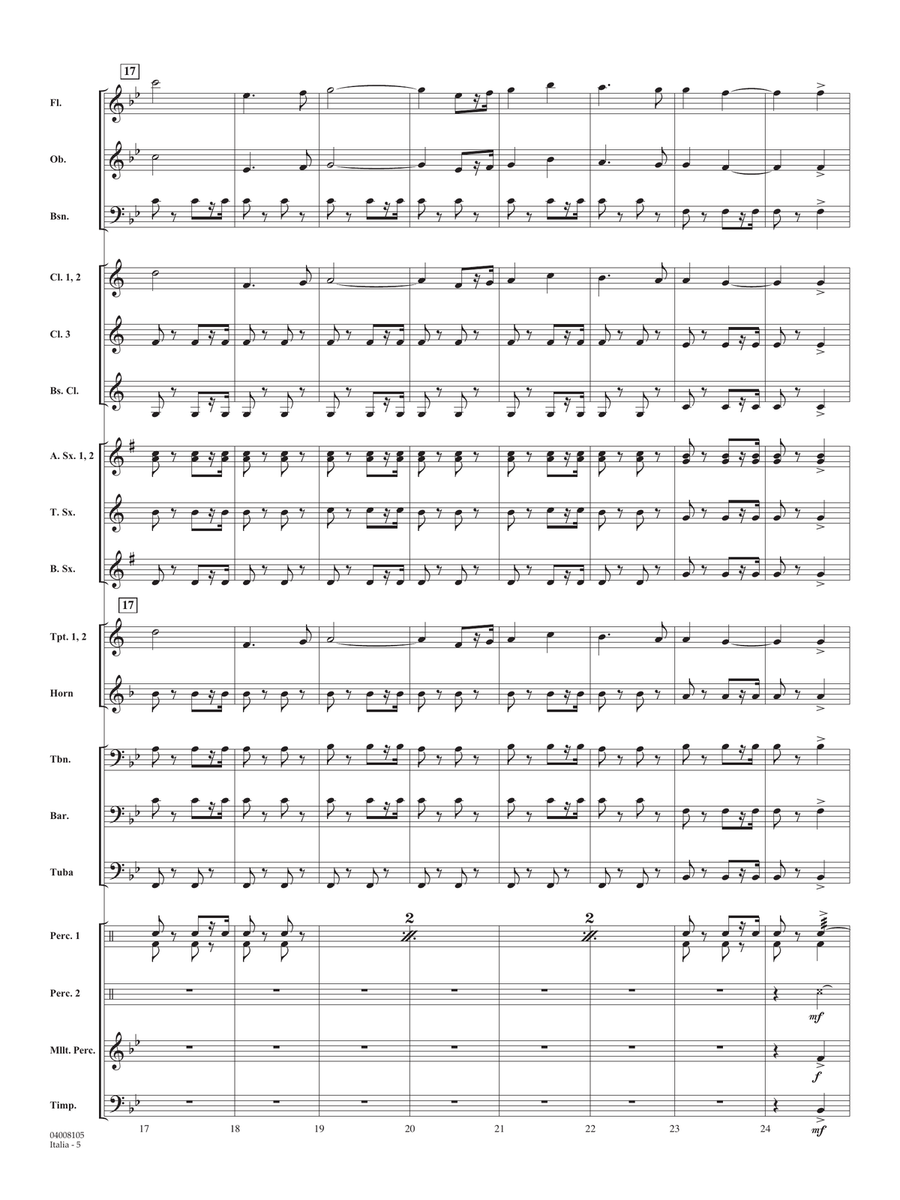 Italia (Italian Concert March) - Conductor Score (Full Score) Concert Band scores gallery preview page 5