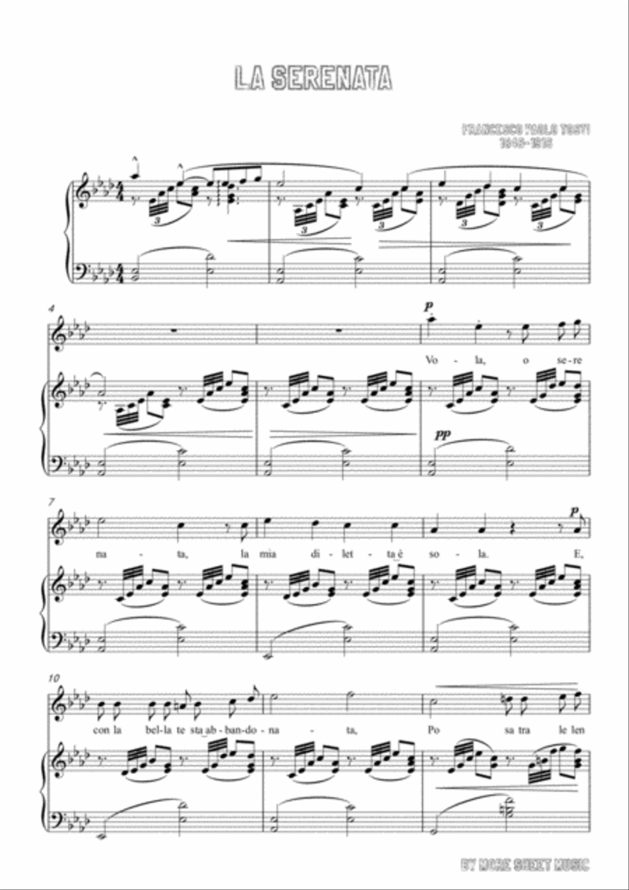 Tosti-La Serenata in A flat Major,for Voice and Piano Voice Solo scores gallery preview page 3