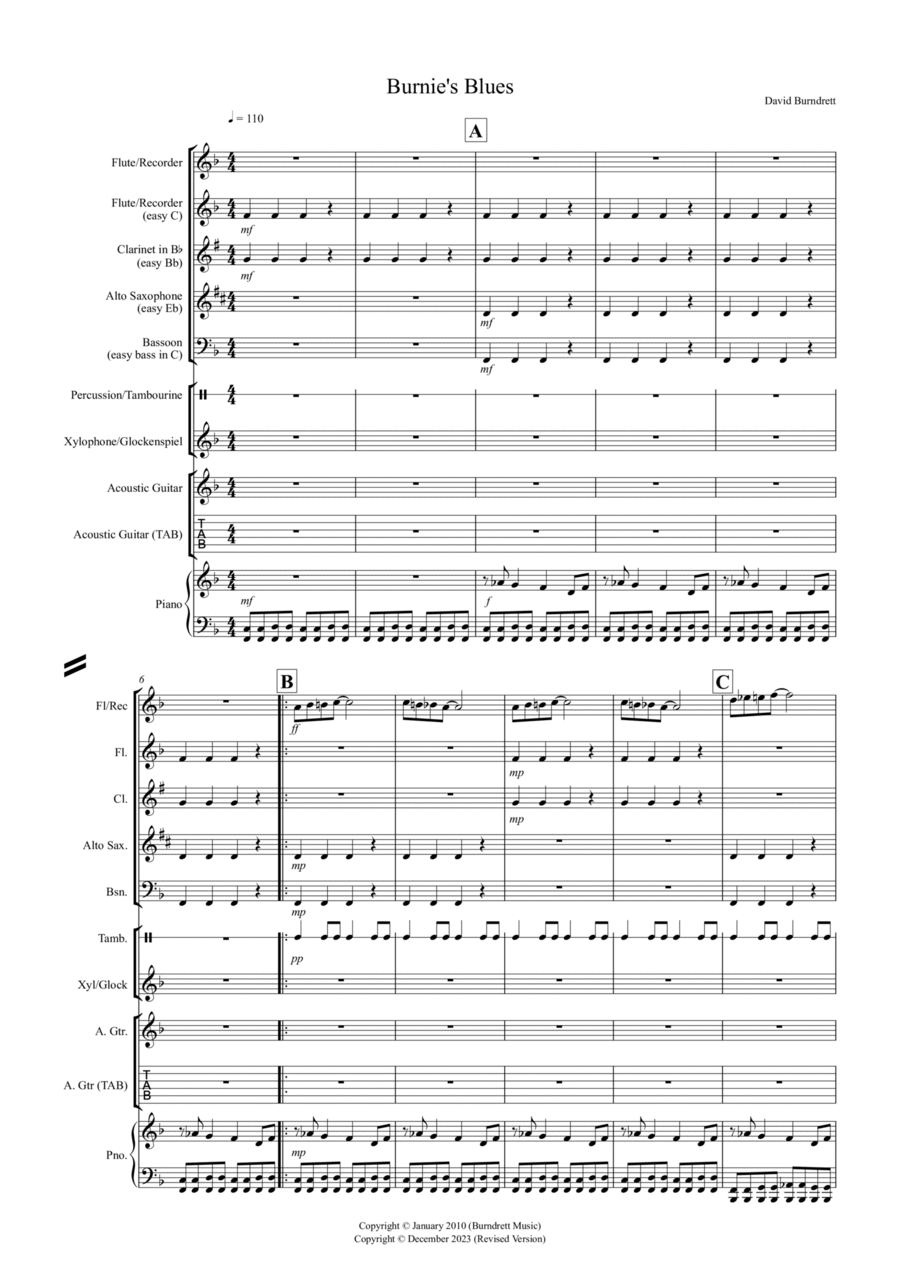 Burnie's Blues for Classroom Ensemble Bassoon scores gallery preview page 1