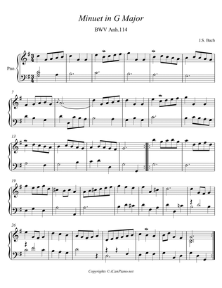 Minuet BWV Anh. 114 Notebook of Anna Magdalena Bach