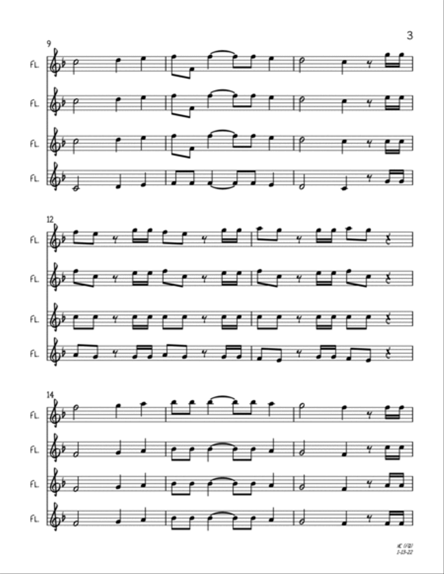Hallelujah Chorus (Abridged) (Flute Quartet) Flute Quartet scores gallery preview page 3
