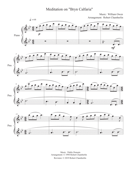 Meditation on "Bryn Calfaria" for Piano image number null