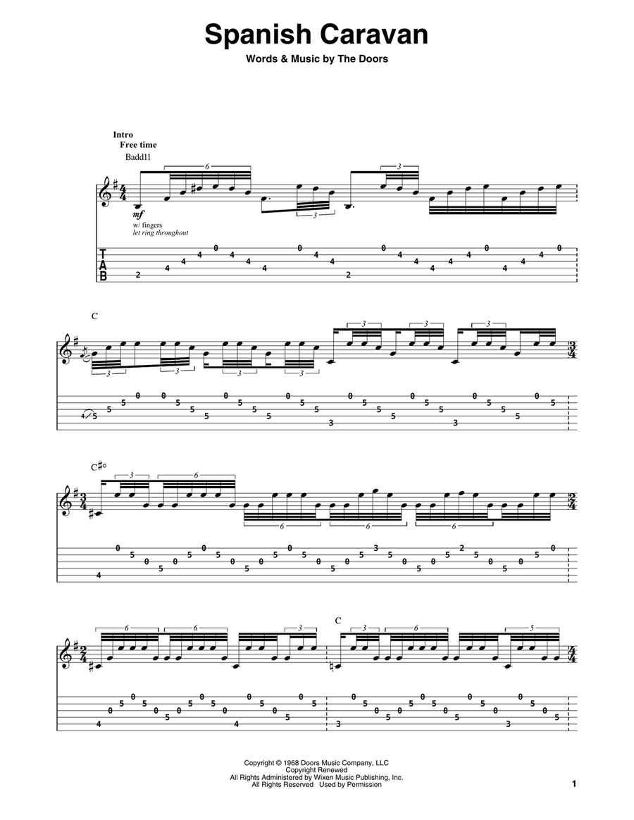 Spanish Caravan Acoustic Guitar scores gallery preview page 1