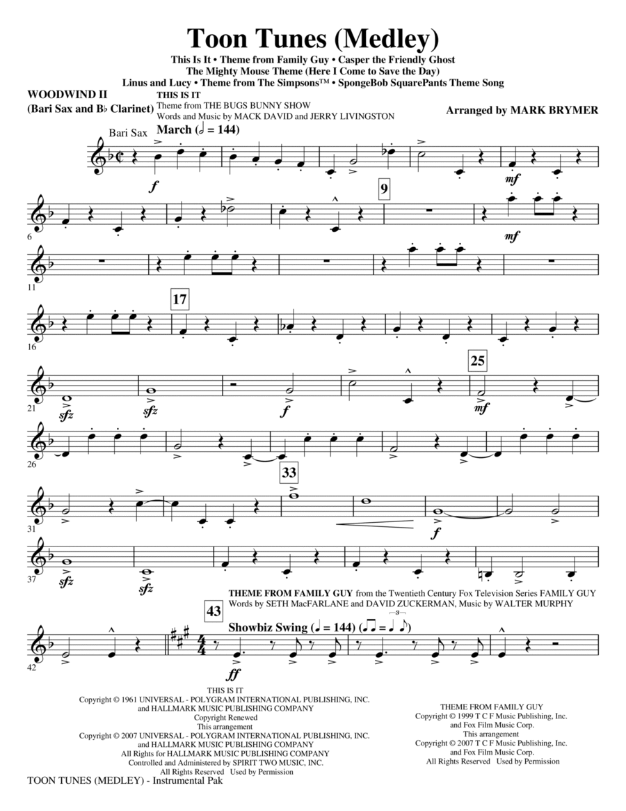 Toon Tunes - Woodwind II Choir scores gallery preview page 1