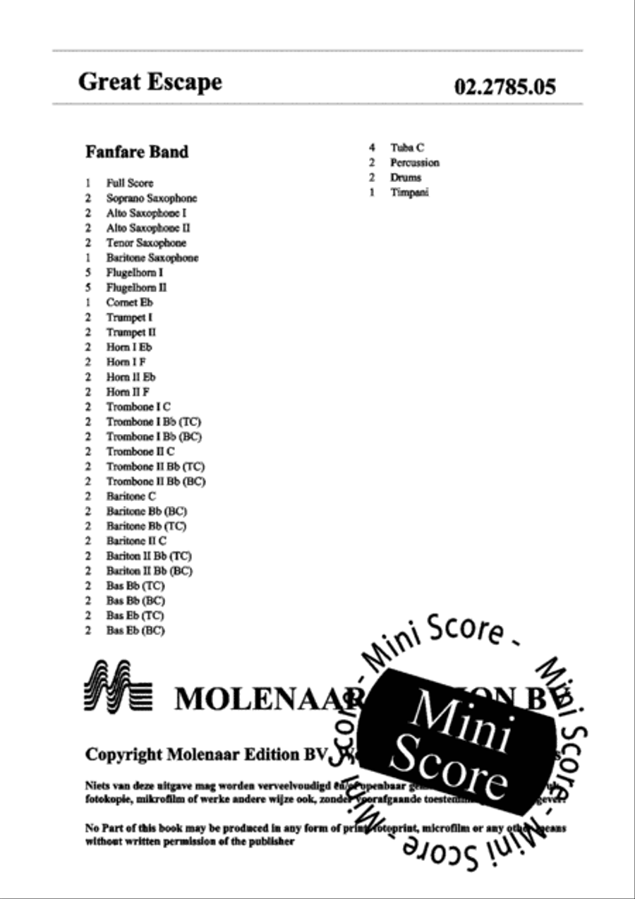 Great Escape Great Escape Fanfare Band scores gallery preview page 4