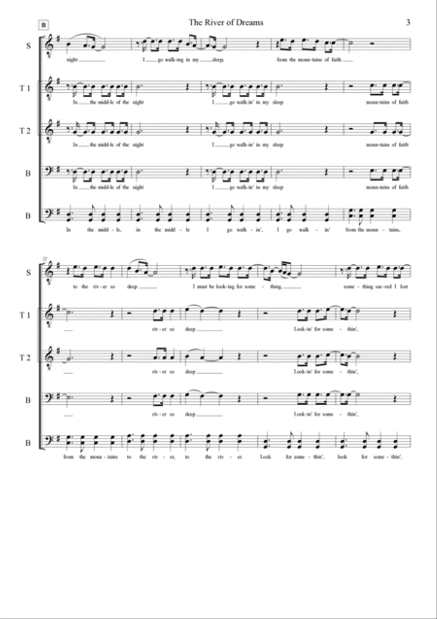 The River Of Dreams TTBB scores gallery preview page 3
