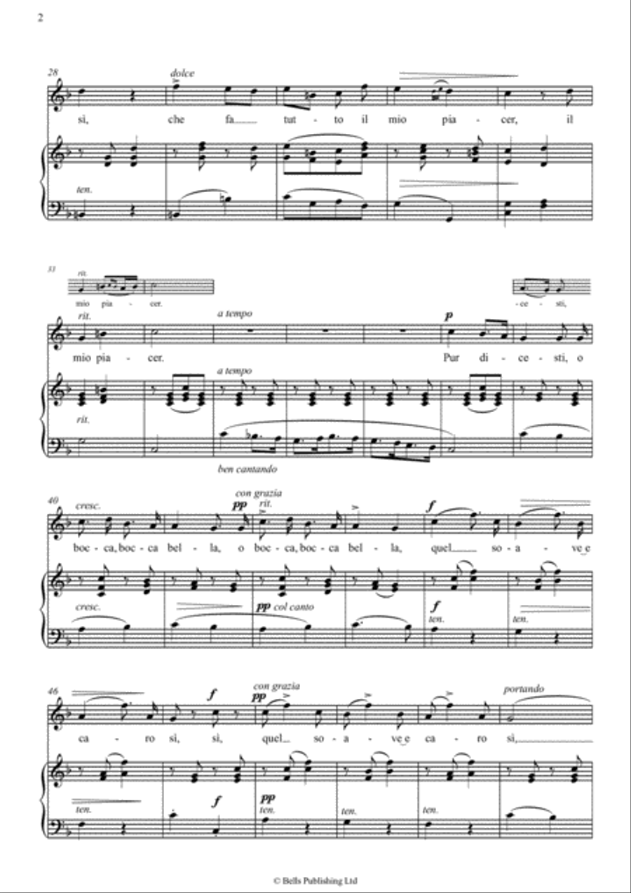 Pur dicesti, o bocca bella (F Major) Voice Solo scores gallery preview page 2