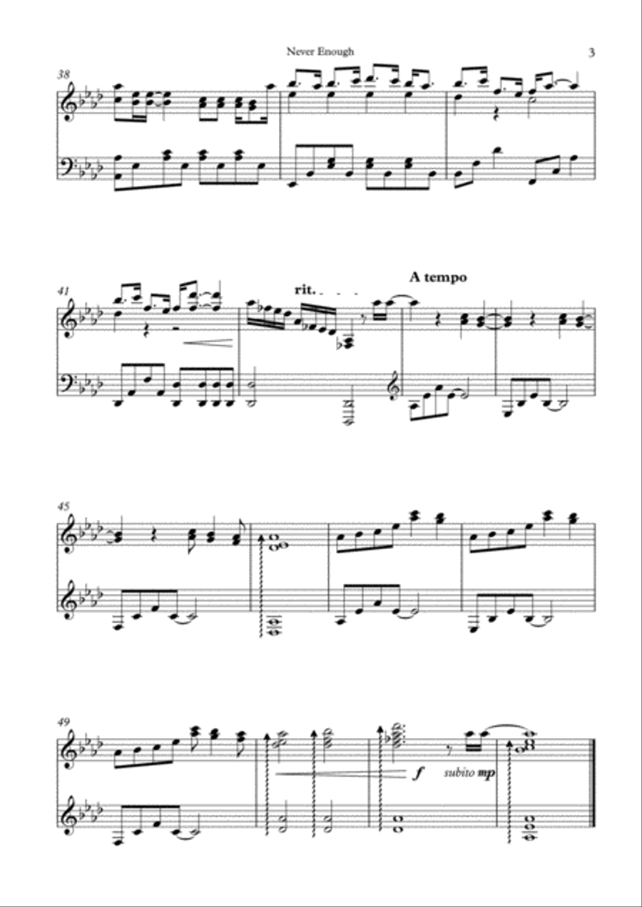 Never Enough Piano Solo scores gallery preview page 3