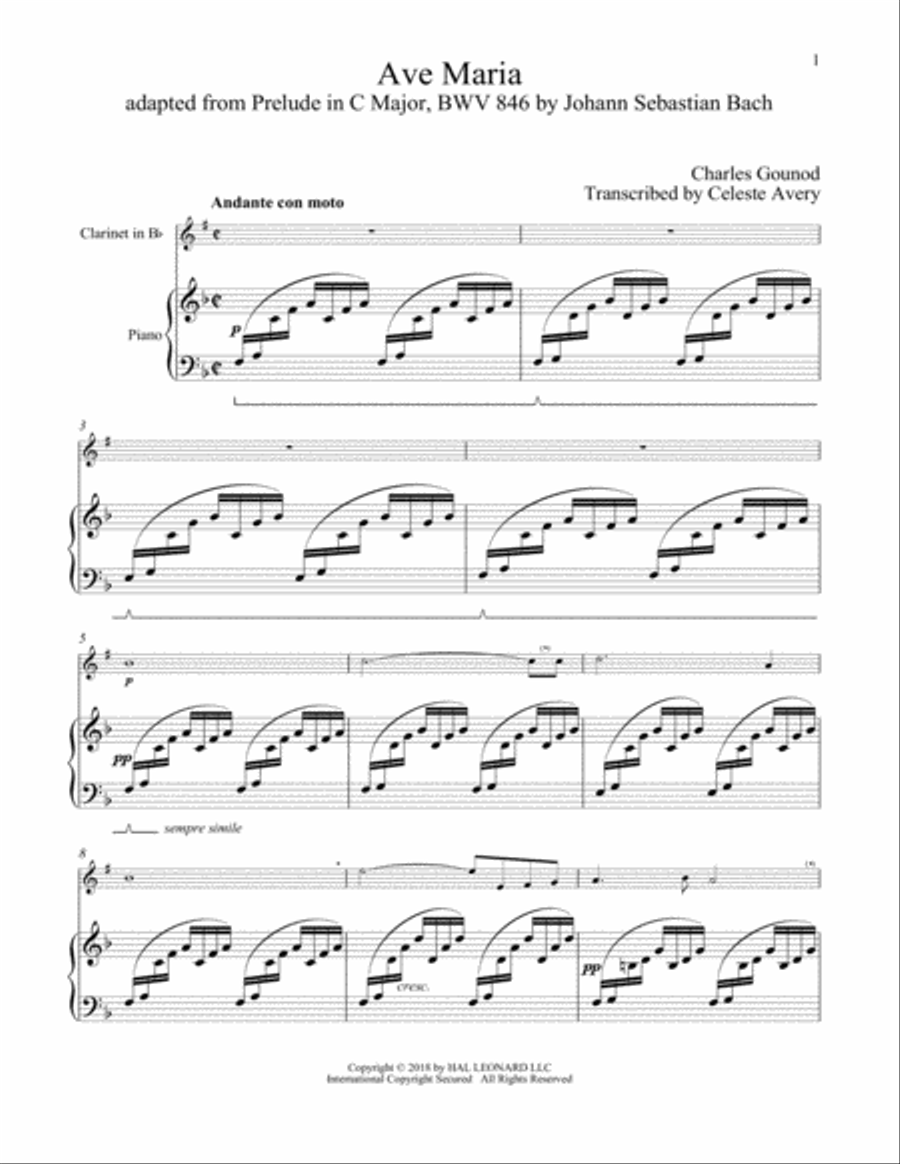 Ave Maria Clarinet Solo scores gallery preview page 1