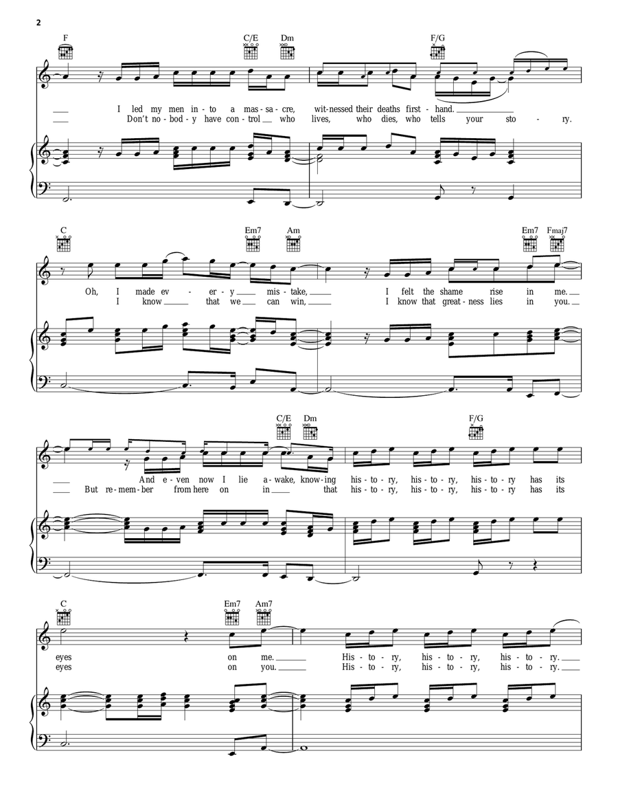 History Has Its Eyes On You Piano, Vocal, Guitar scores gallery preview page 2