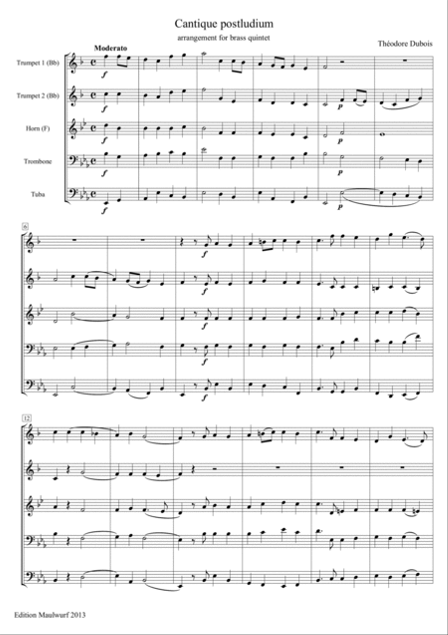 Cantique postludium Cantique postludium Brass Quintet scores gallery preview page 3