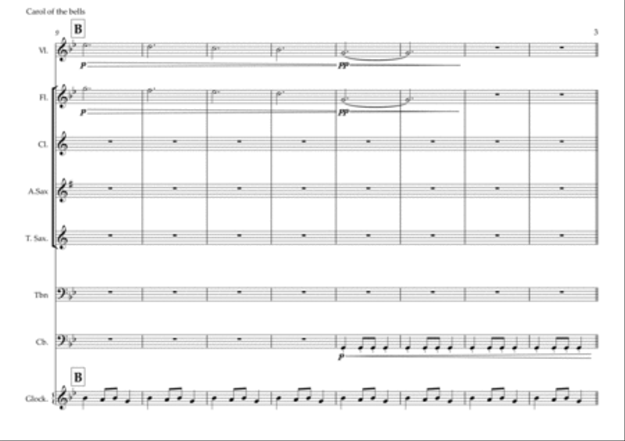 Carol of the bells (Shchedryk)(Ukrainian bell song) Chamber Music scores gallery preview page 3