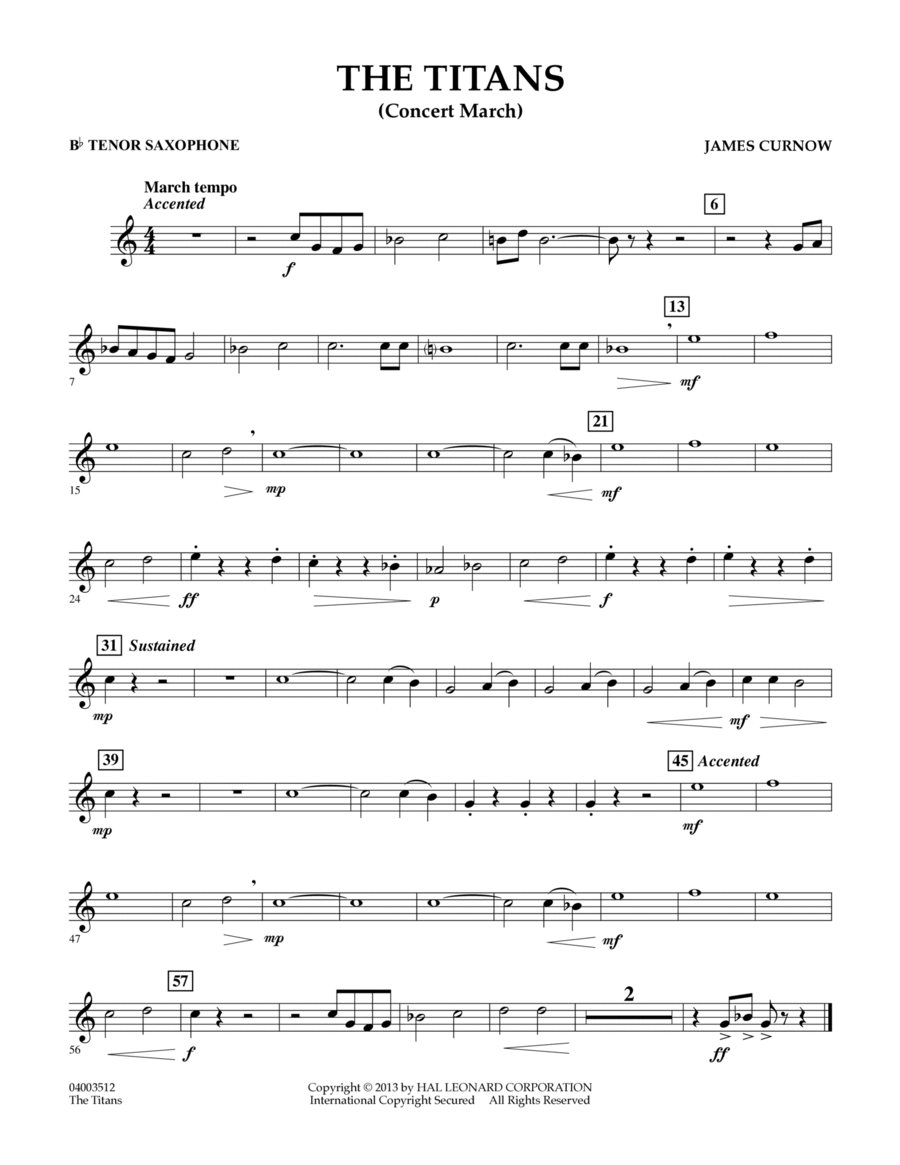 The Titans (Concert March) - Bb Tenor Saxophone