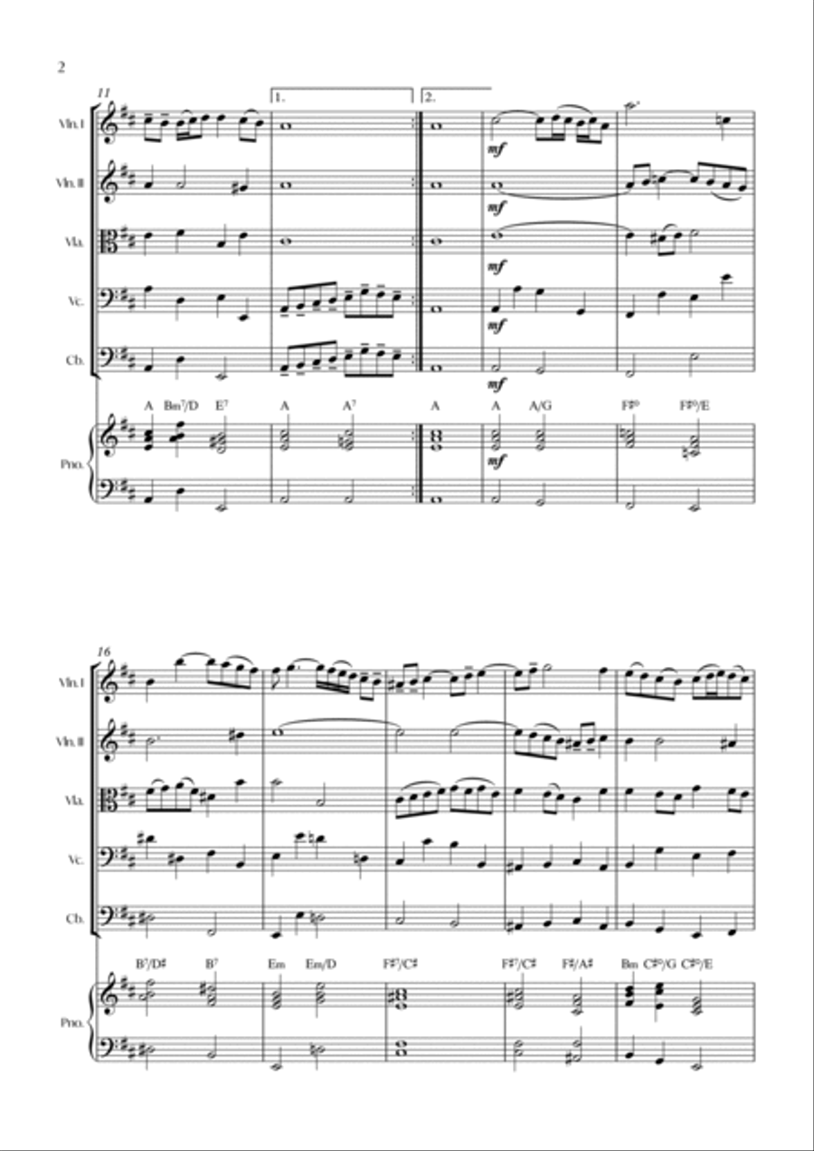 Air On The G String (from Suite No.3 in D Major) (Bach) - String quintet with Piano Cello scores gallery preview page 2